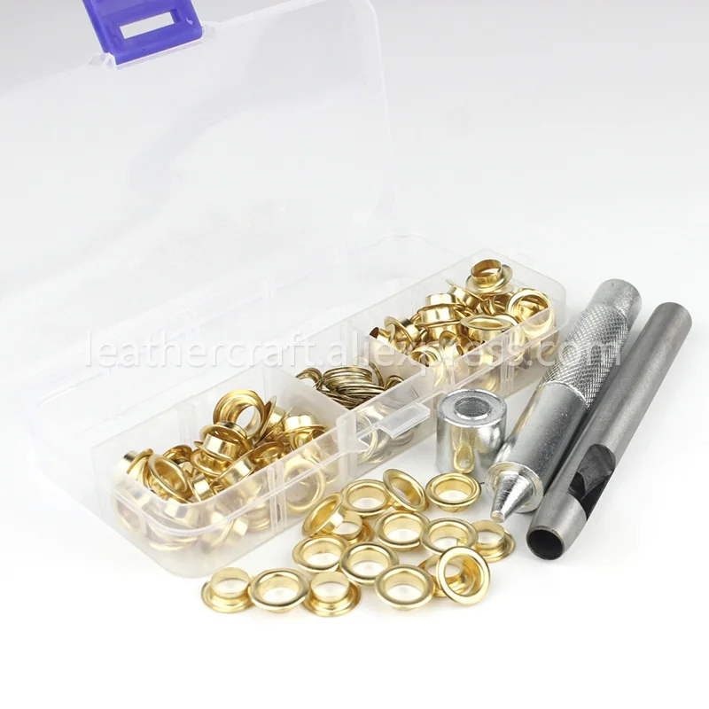 

100pcs 8mm Eyelets with Washers & Tool Kit for Leather Craft Garment Repairing Grommet 4 colors available