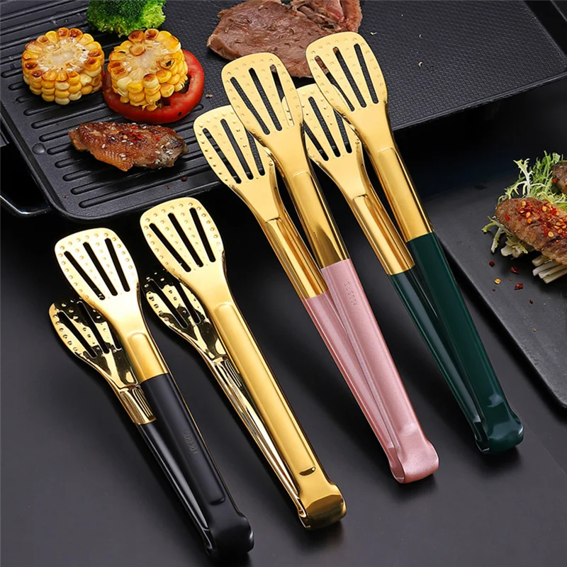 Stainless Steel Food Barbecue Grilling Tongs Heat Resistant Salad Bread Buffet Non-Stick Clip Cooking Clamp Kitchen Accessories