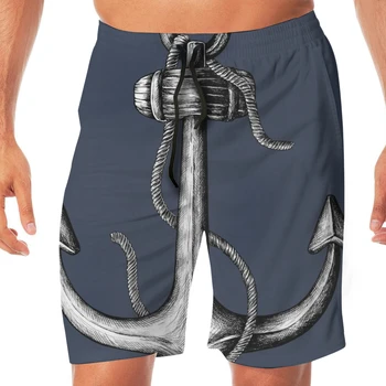 

Summer men's beach shorts Drawn Anchor Navy shorts men's short trousers