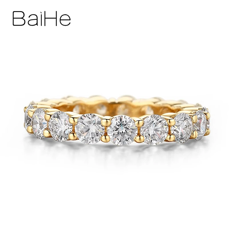 BAIHE однотонные 18K желтое золото 3.4ct H/SI натуральные бриллианты свадебные женские