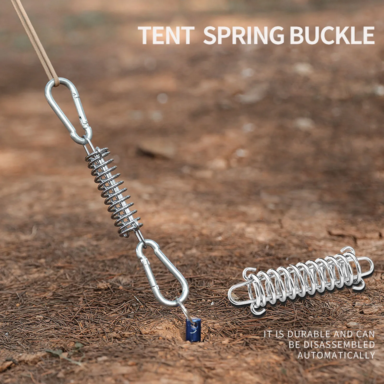 

Camping Tent Spring Buckle High Elasticity Strength Stainless Steel Rope Tensioner Fixed Hook Buckle Beach Camping