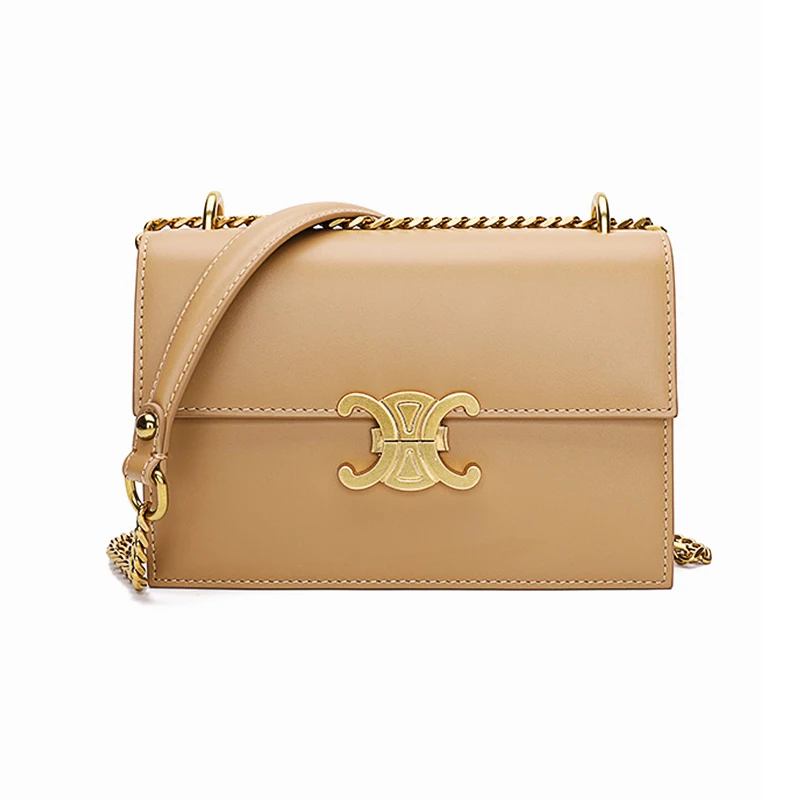 

2020 new mini fashion small square bag, one shoulder, red and white, apricot solid leather, hard Japanese leather, slant span
