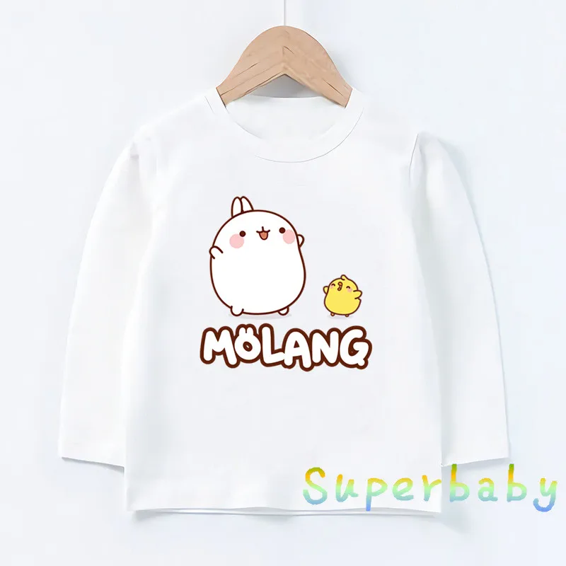 LKP5217-A Molang and Piupiu/милый узор в виде кролика; футболка для маленьких мальчиков и девочек; Забавные топы с рисунками; детская футболка с длинными рукавами; LKP5217 - Цвет: LKP5217-A
