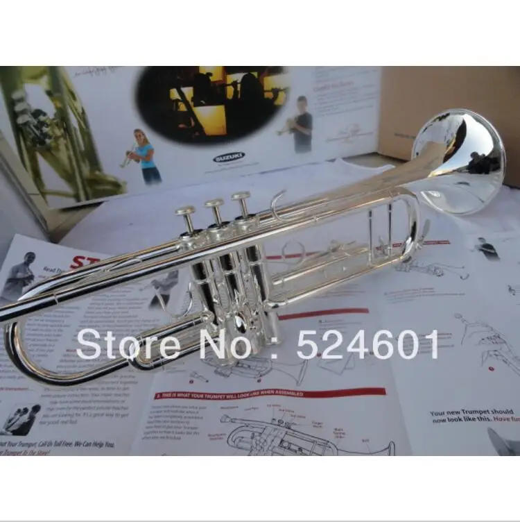 Original SUZUKI Trumpet Small Stainless Steel Silvering Professional 965 Brass Instruments Bb Trumpet TR-200S