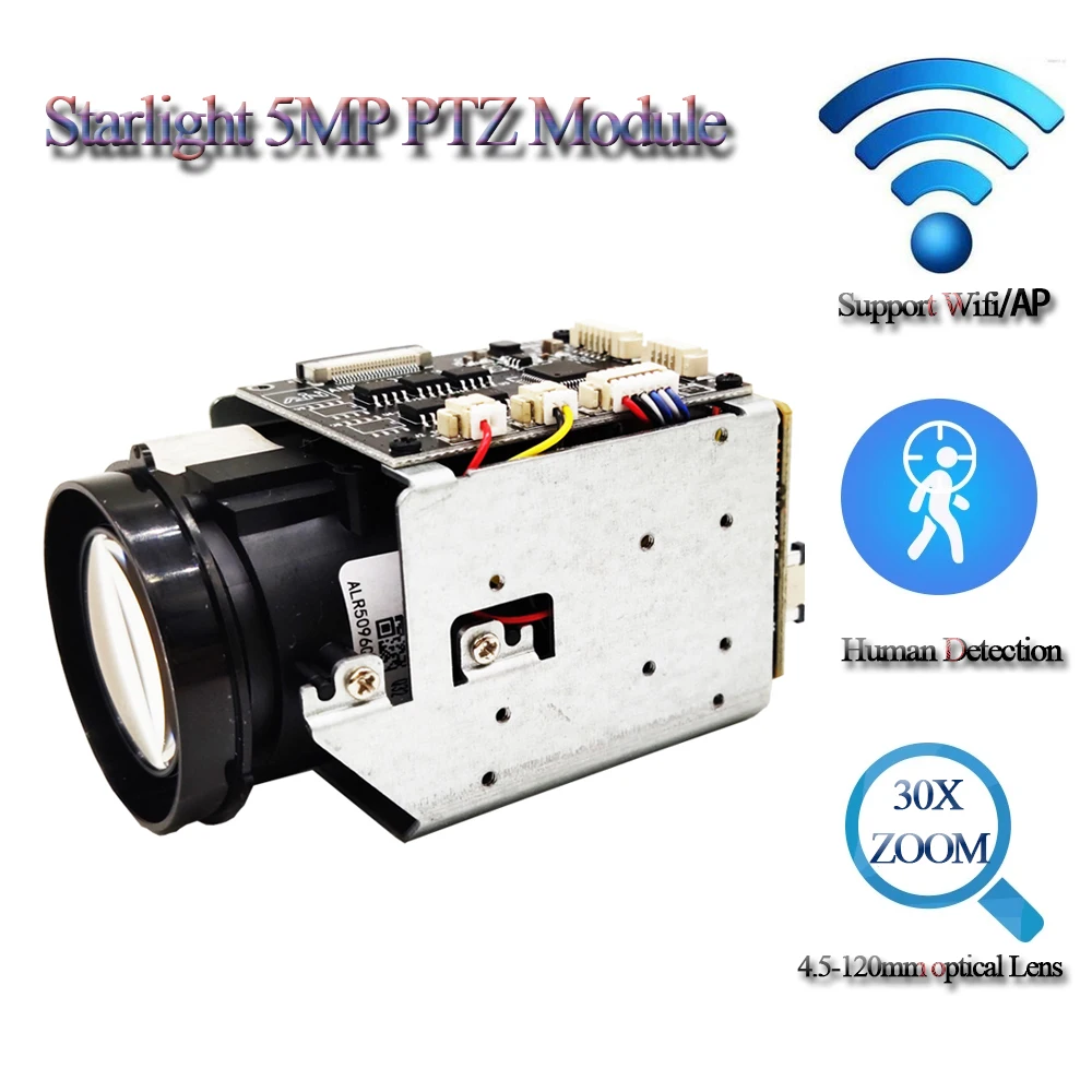 5MP Обнаружение человека 30X оптический зум Мини-фотография-D/P RS485/TTL слот для TF-карты