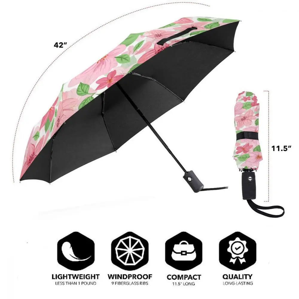 Sunny paraguas plegable automático para hombre y mujer, sombrilla de playa a prueba de viento lluvia, rosa Floral portátil|Paraguas| - AliExpress