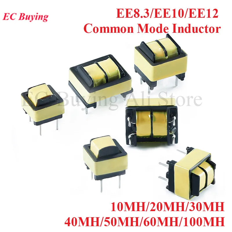 10pcs Common Mode Inductance Ee8.3 Ee10 Ee12 10mh 20mh 30mh 40mh 50mh