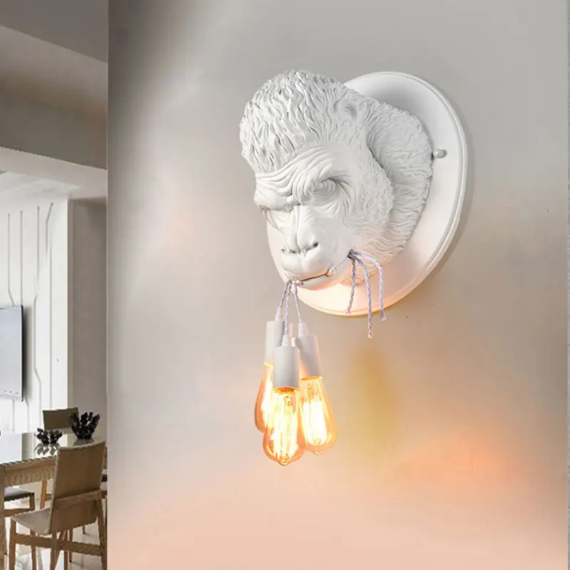 Настенный светильник в скандинавском стиле из смолы гориллы, ретро современный светодиодный настенный светильник, прикроватные светильники для спальни, домашний декор, настенное освещение, бра