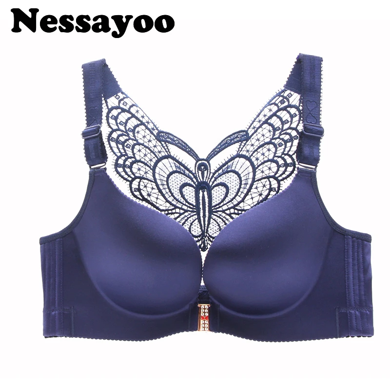 

Front Closure Wire Free Bras For Women Underwear Sexy Large Cup Seamless Push Up Bra Big Size Butterfly 75-120C D E Plus Size Bh