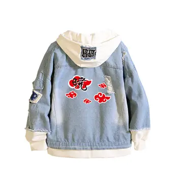 

New Naruto zipper Hoodie Uzumaki Naruto Anime Unisex Loose Halloween Denim Jacket Fake Two Jackets Cosplay Costume