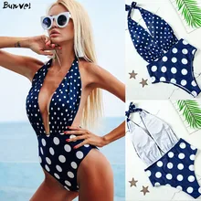 Bunvel, сексуальное бикини в горошек для женщин,, летний Цельный купальник, купальный костюм, пляжная одежда, купальный костюм, бикини для женщин