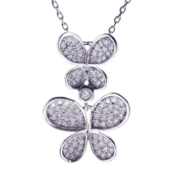 

Pendant in sterling silver 925MLS shaped with zircons Butterfly set. Plated Rhodium.