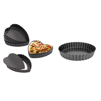 

1 Pcs Non-Stick Quiche Flan Pan Molds Pie Pizza 6In & 6 Pcs Mini Tart Pan 4 Inch with Bottom Quiche Pan (4 Inch)