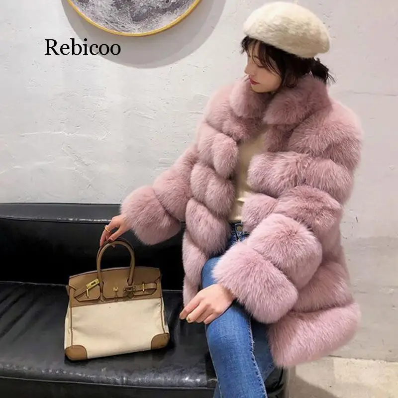 pink A XS-4XL, искусственный мех, Женское зимнее модное розовое пальто из искусственного меха, элегантная Толстая теплая верхняя одежда, куртка из искусственного меха, Chaquetas Mujer - Цвет: pink A