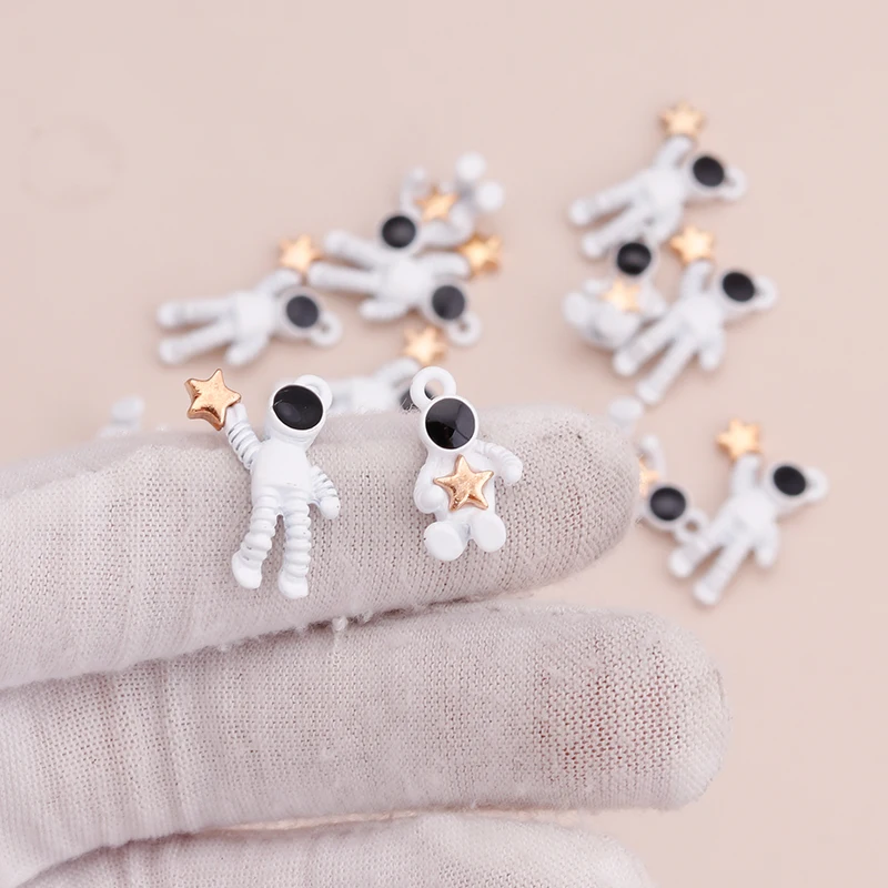 10pcs Enamel Astronaut Stars Charms for DIY Bracelets & Necklaces 2 Styles Handmade Jewelry finding