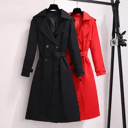 Осенний Тренч, пальто для женщин, плюс размер, пальто для женщин, осень 2019, Новая ветровка, Корейская версия, свободное тонкое длинное пальто