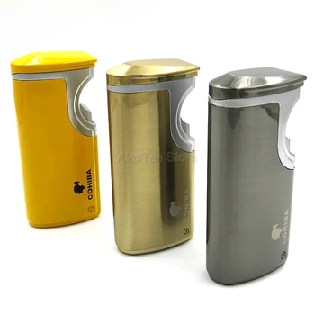 

COHIBA Popular Windproof Cigar Lighter 3 Flame Jet Torch Lighters Metal Cigarette Lighter With Built-in Cigar Punch And Gift Box