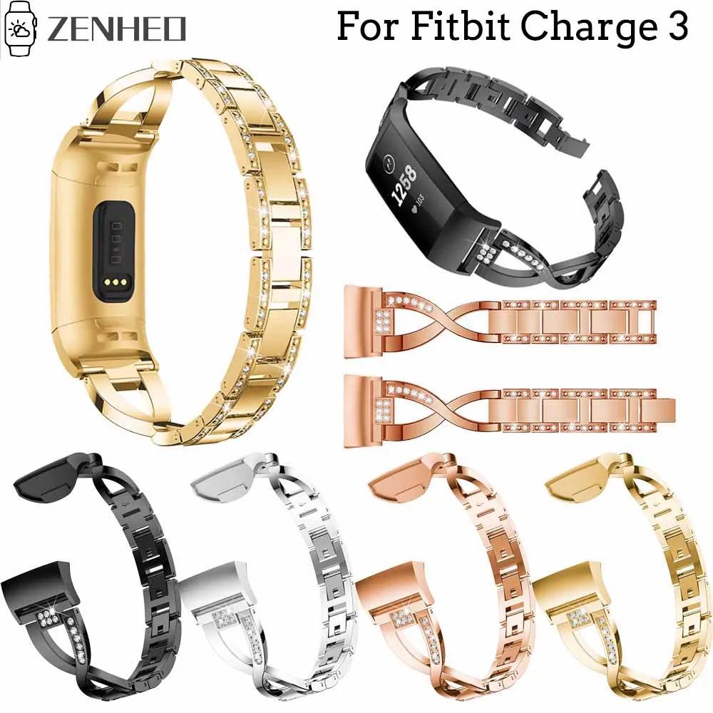 Ремешок для часов Fitbit Charge 3 полосы сменный металлический ремешок Стразы браслет ремешок для Fitbit Charge3