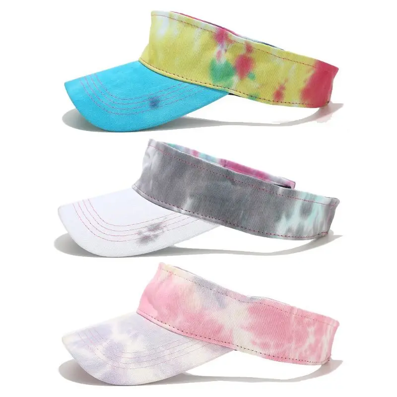 

Unisex Creative Colorful Tie-Dye Sun Visor Hat UV Protection Harajuku Hip Hop Outdoor Street Empty Top Baseball Cap