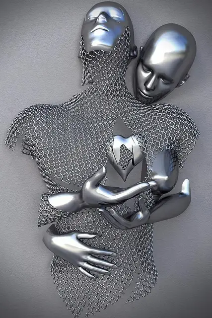 Kissing Metal Figure statue Canvas Painting Pop Abstract Wall Art Modern Posters and Prints For Living room Internal Home Decor PF 6857