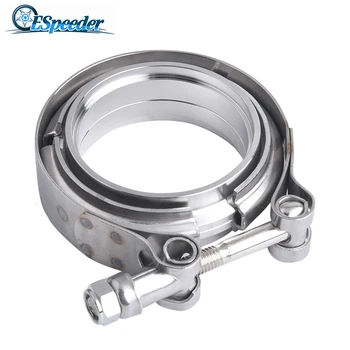 

ESPEEDER 3 Inch Exhaust V Band Clamp Stainless Steel Flat Flange Kit 3" V-Band Flange Kit For Turbo Downpipes Exhaust Connection