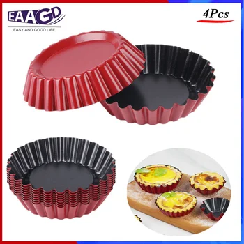 

4Pcs/Lot Reusable Egg Tart Mold Cupcake and Muffin Baking Cup,Oval Shape Cookie Pudding Mould Baking Tool Bakeware