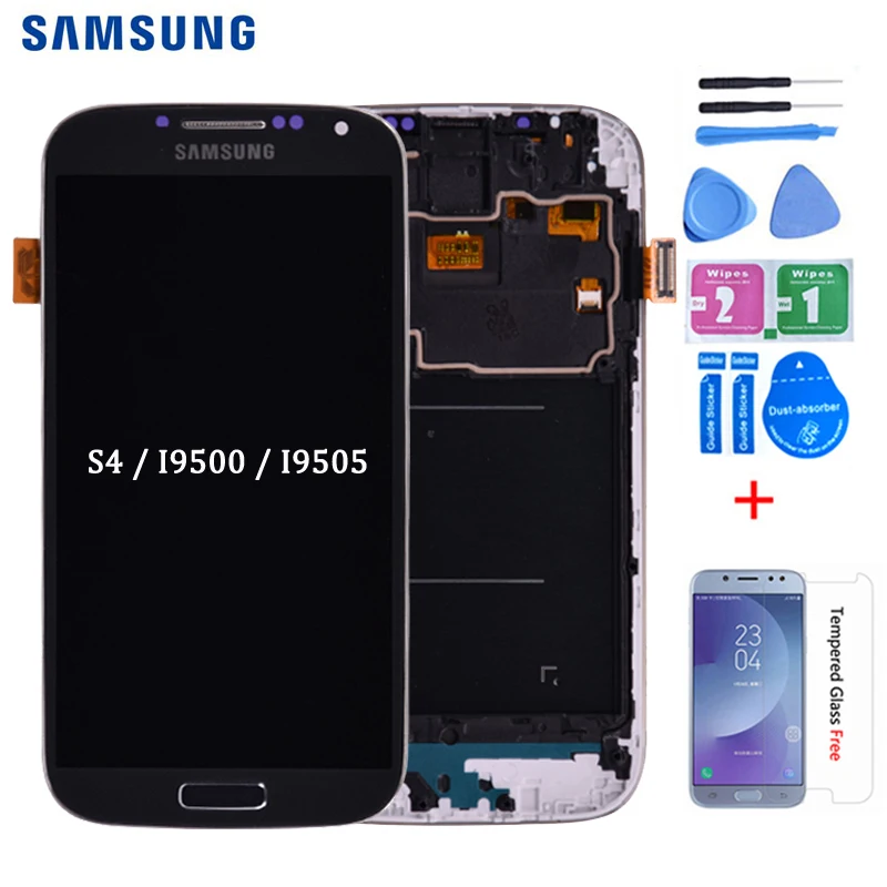 Beste Voor Samsung Galaxy S4 I9505 I9500 I337 Lcd scherm En Touch Screen Digitizer Vergadering Met Frame Kan Pas De helderheid