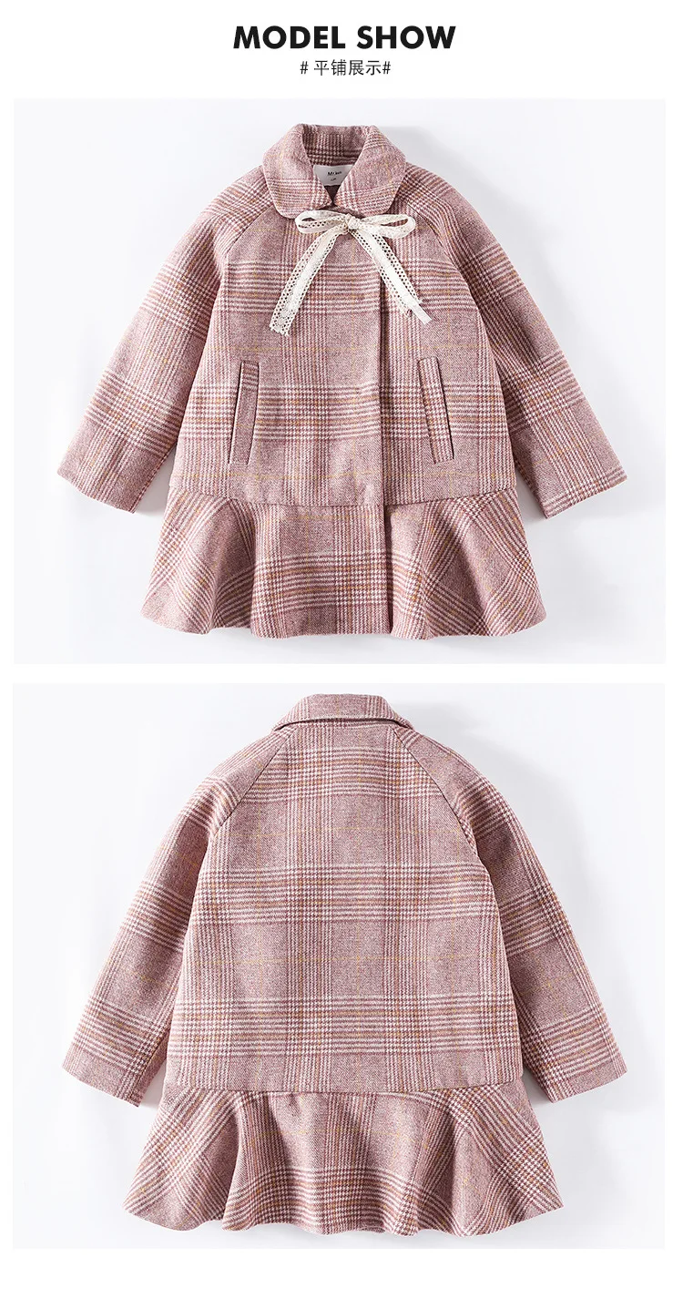 Winter Autumn Girl Clothing Windbreaker Outwear Coat Jacket Warm Casual Plaid Jacket Kids Clothes for 4 6 8 10 12 Years