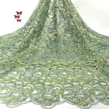 

African Lace Fabric 2019 Embroidered Sequins Nigerian Laces Fabric Bridal High Quality French Tulle Lace Fabric For Party mv101