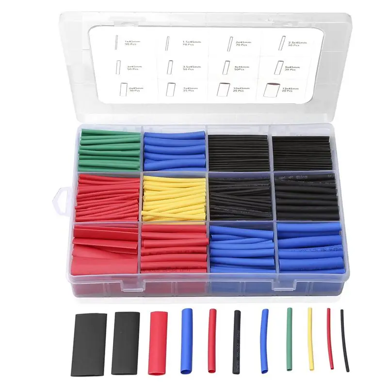 

560Pcs Heat Shrink Tubing Electrical Insulation Tube Heat Shrink Wrap Cable Sleeve 5 colors 12 sizes