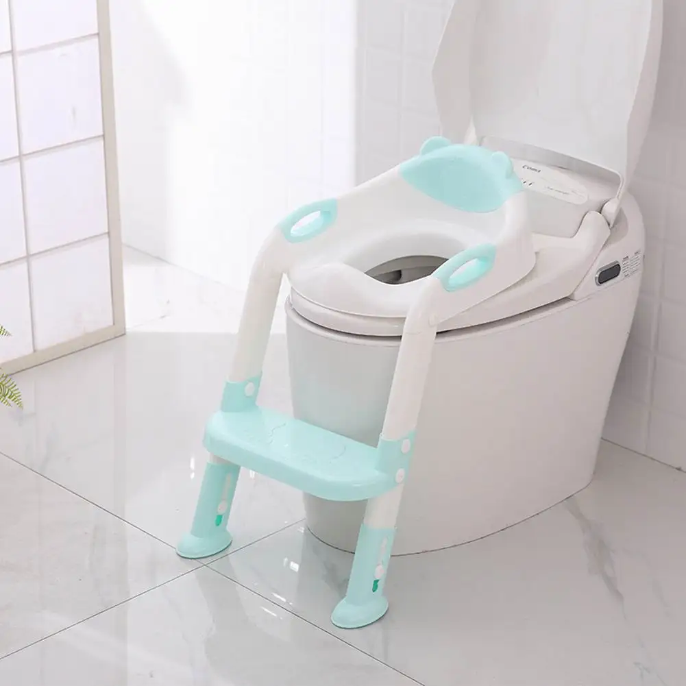Folding Baby Potty Infant Kid Toilet Training Seat with Adjustable Ladder Infant Toilet Training Folding Seat Baby Toilet Ladder