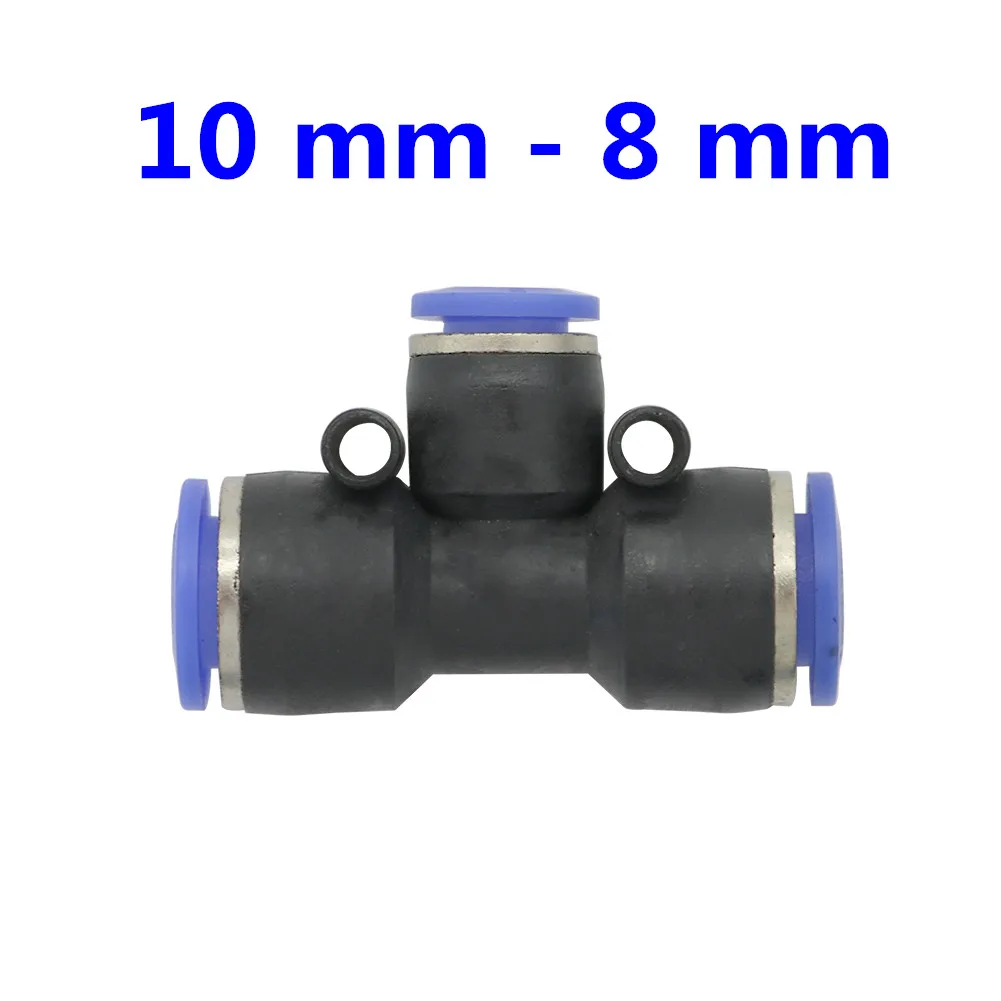 Пневматический Редукционный тройник Соединитель 10 мм 8 мм 12 мм 6 мм 4 мм 16 мм OD шланга 3 пути Т-образный соединитель нажимной в воздухе газа адаптеры - Цвет: 10mm-8mm