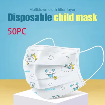 

50PCS Disposable Dustproof Quick-drying Mouth Cover Anti-Pollution Unisex Cartoon Printing Breathable Fabric Dust Face Cover