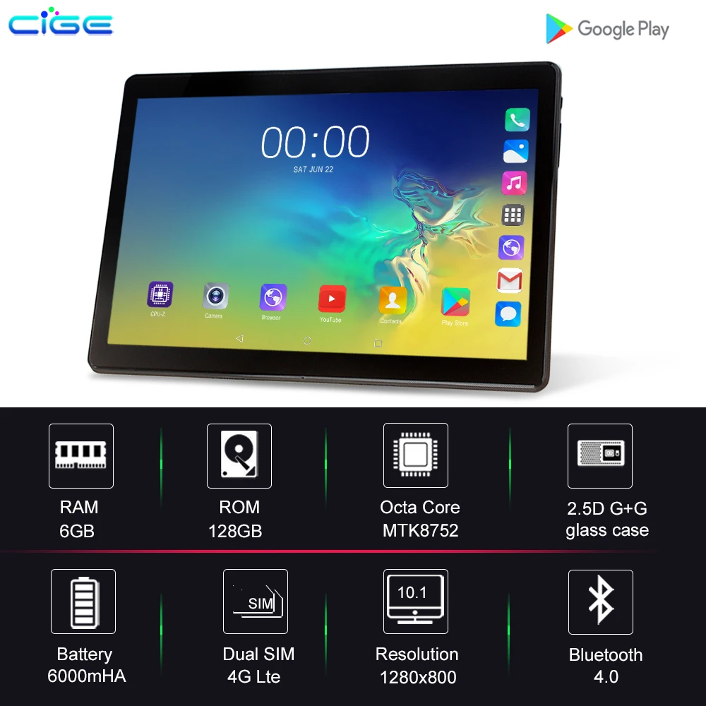 10 Inch Android Tablet PC 1280X800 FHD IPS screen Octa core 128GB 6GB RAM 4G LTE Phone call Tablets