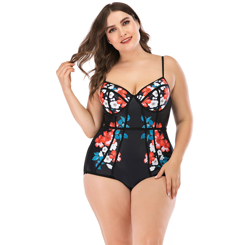 

Large Size Swimsuit 4XL One Piece Swimsuit Sexy Female Bikini 2020 New Plus Size Printing Bandage Swimsuit Women Beachwear Swim