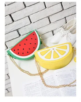 

2019 summer new women's bag PU leather handbag cute fruit bag chain shoulder bag orange watermelon bag