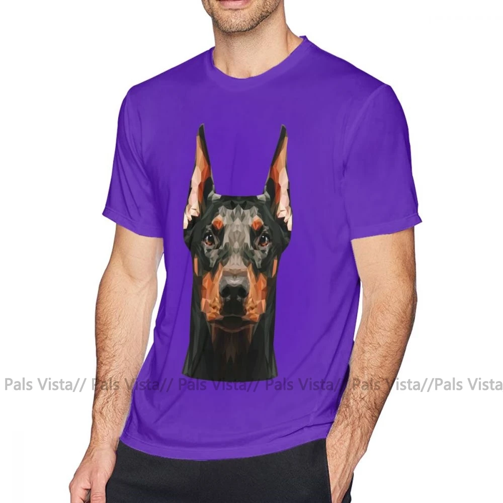 Doberman T Shirt Doberman Low Poly T-Shirt 100 Percent Cotton Short Sleeve Tee Shirt Cute Printed Classic Oversized Male Tshirt - Цвет: Фиолетовый