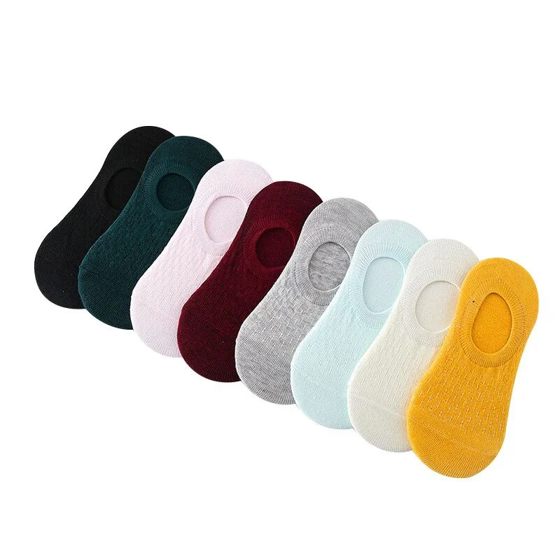 5 Pairs Of Ladies Silicone Non-slip Breathable Invisible Pure Cotton Solid Color Ankle Boots Socks Women Soft Slippers Socks