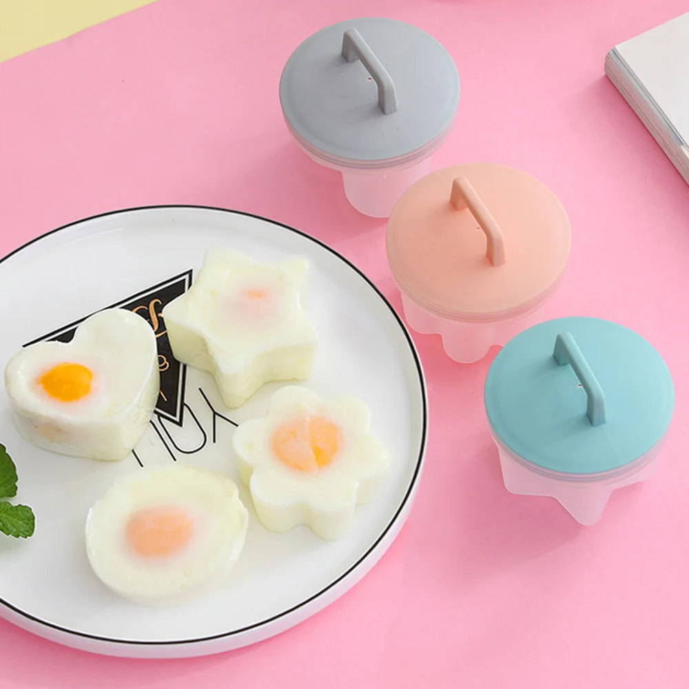 

4 Pcs Cute Egg Poacher Kitchen Egg Cooker Tools Egg Mold Form Maker With Lid Brush Pancake Plastic Egg Boiler