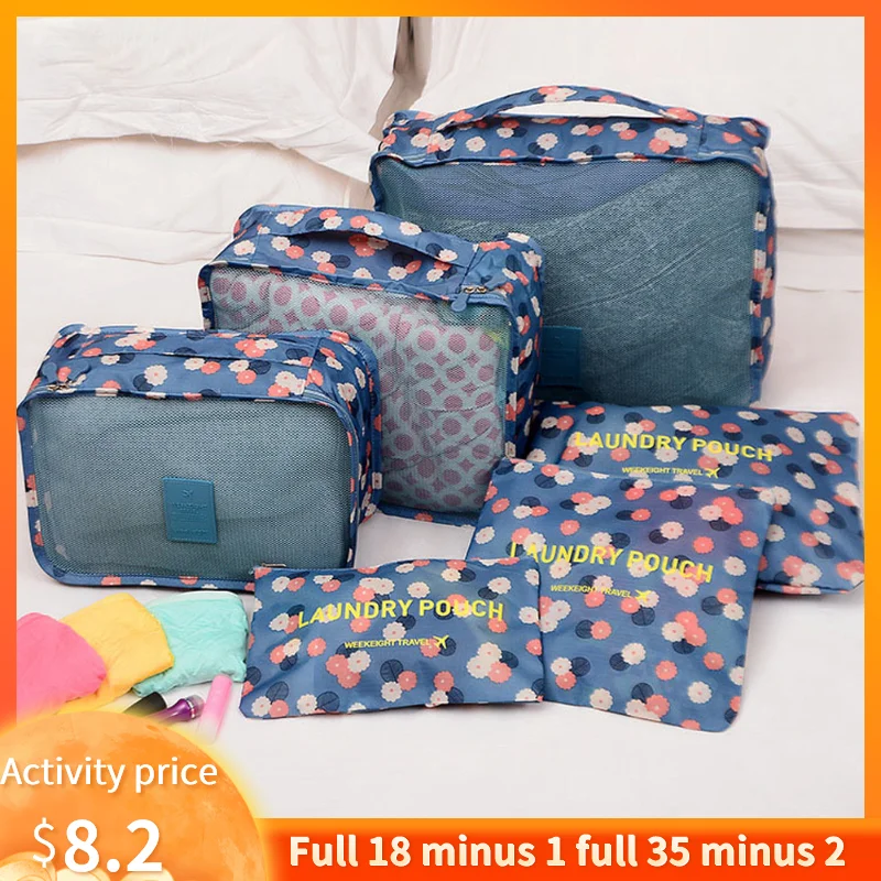 6Pcs/Set Travel Storage Bags Packing Suitcase Divider Organizer