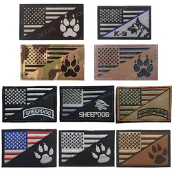 IR reflectante banderas americanas garra perro oveja parches bordados emblema táctico Militar del Ejército de EE. UU. Insignias bordadas 3D