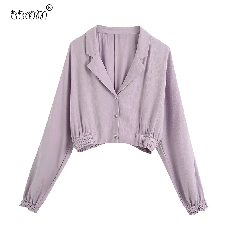 Camiseta Mujer Manga Corta, Estampado Hongos, Tejido Suave - Talla S, Color Morado Anudado