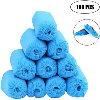 

100Pcs/Pack Disposable Non-woven Shoe Cover Non-Slip Shoes Cover Blue Waterproof Shoe Covers Copriscarpe Patucos Desechables
