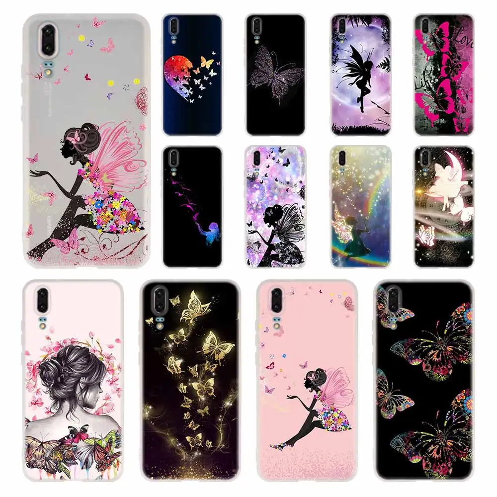 Новый Силиконовый мягкий чехол из ТПУ для Huawei P30 P40 P20 Pro P10 P9 Lite P Smart Z 2020 бабочка