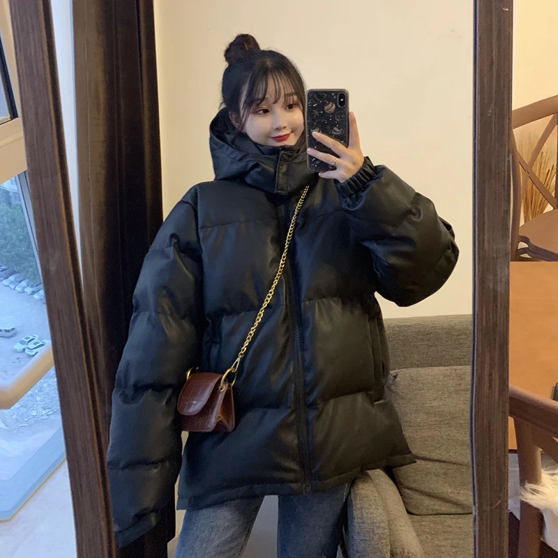 Slpbely preto casaco de inverno feminino coreano