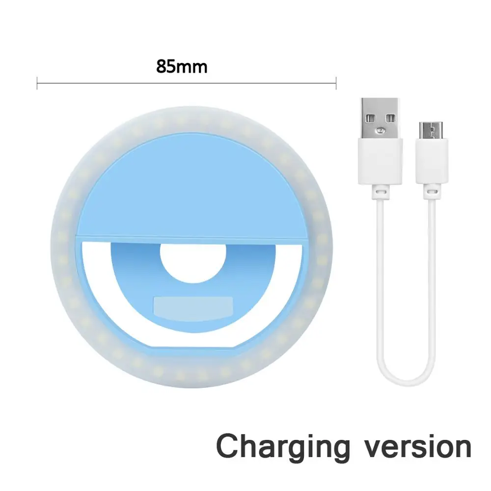 Blue USB Powered Светодиодный селфи кольцо новинка световое кольцо с зажимом для сотового телефона лампа для фотосъемки anel de luz para celular подсветка для телефона - Цвет: Blue USB Powered