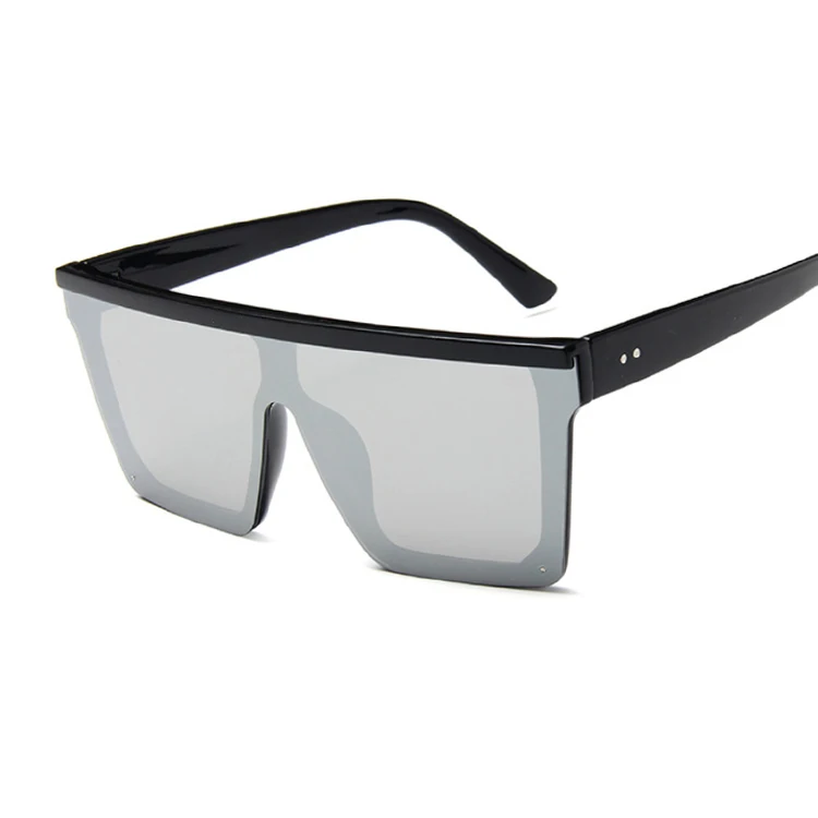 Негабаритные Квадратные Солнцезащитные очки для женщин новые модные брендовые дизайнерские женские винтажные очки с крупной оправой для уличного Oculos UV400 - Цвет линз: BlackSilver