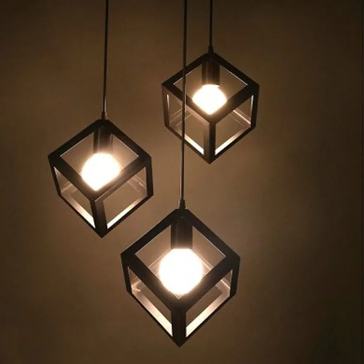 

The Process Of Personality Single Head Three Head Square Restaurant Cafe Bar Iron Chandelier Decorative Lamp industrial lamp