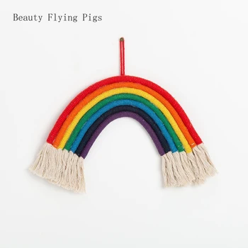 

INS Seven-color rainbow woven ornaments wall decoration children's room creative pendant small fresh sh background decoration