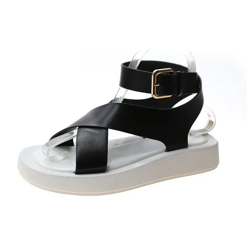 INS HOT Women's Sandals 2021 Summer Solid Color Comfortable Female Beach Shoes Chunky Sandals For Woman Non-Slip Shoe